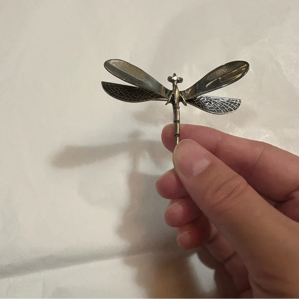 VGT Mexico Sterling Silver 3D Figural Dragonfly Brooch Pin